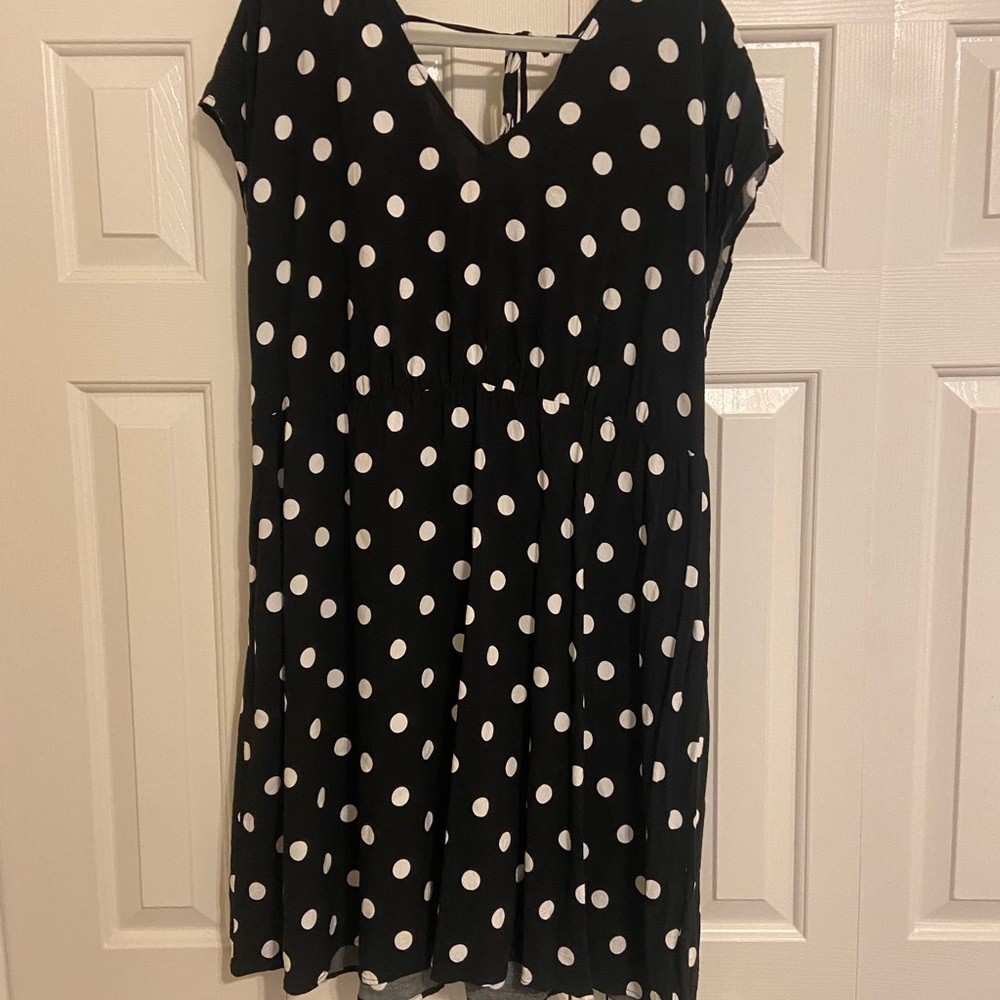 Ava & Viv Black and White Polka Dot Midi Dress
